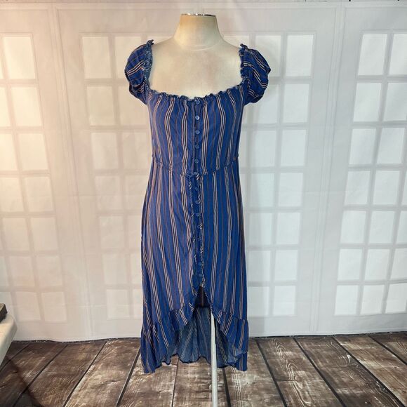 Band of Gypsies Dresses & Skirts - 🔥🔥5 for $25🔥🔥 Band of Gypsies Blue Stripe On Or Off Shoulder High Low Sundress